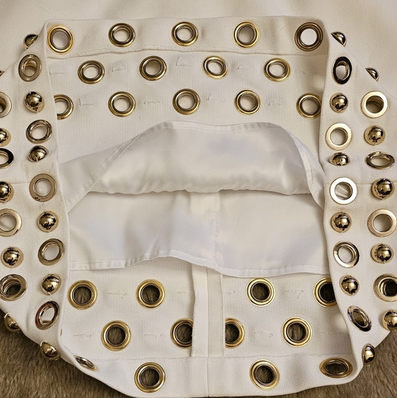 NEW tags Michael Kors COLLECTION RUNWAY skirt with grommets and large beads - Picture 9 of 14